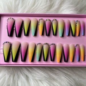 I’m selling neon press on nails which comes with glue in the box